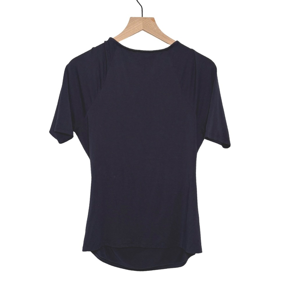 Boden Wrap Top Navy Blue Surplice Short Sleeve Ruched V-Neck T0939 US 12 - Picture 2 of 6
